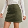 thumbnail image 6 of Sevevn Women's High Waist Faux Suede Bodycon A-Line Short Mini Skirt Army Green S, 6 of 8