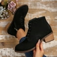 thumbnail image 4 of Chenyee Fashion Ankle Boots for Women Low Heels Chunky Suede Lace Up Zipper Short Dress Booties, 4 of 8