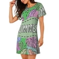 thumbnail image 2 of Honeii Summer Print Women's Loose Short Sleeve Nightgown, Soft Cotton Sleepwear, Comfy Loose Fit Pajama Dress for Sleep and Lounge, 2 of 6