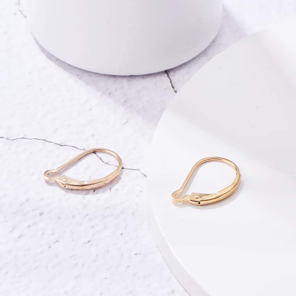 2 PCS 14K Gold Filled Leverback Earring Hooks 17x11mm Secure Ear Wire Findings for DIY Jewelry Making Dangle Earrings Handmade Earrings Gold for diy making