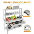 thumbnail image 4 of Ataucjin 60" X 24" Stainless Steel Table with Overshelves and 3 Drawers, NSF Work Table Shelf Drawers, Metal Table Prep Table for Home Kitchen Restaurant Garage Warehouse, 4 of 6