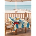 thumbnail image 2 of Outdoor Tablecloths with Umbrella Hole & Zipper, Beige Blue Striped Daisy 54x80 Inch Tablecloth Rectangle, Farmhouse Vintage Flowers Waterproof Table Cloth, Patio/Pool/Picnic Table Covers, 2 of 8
