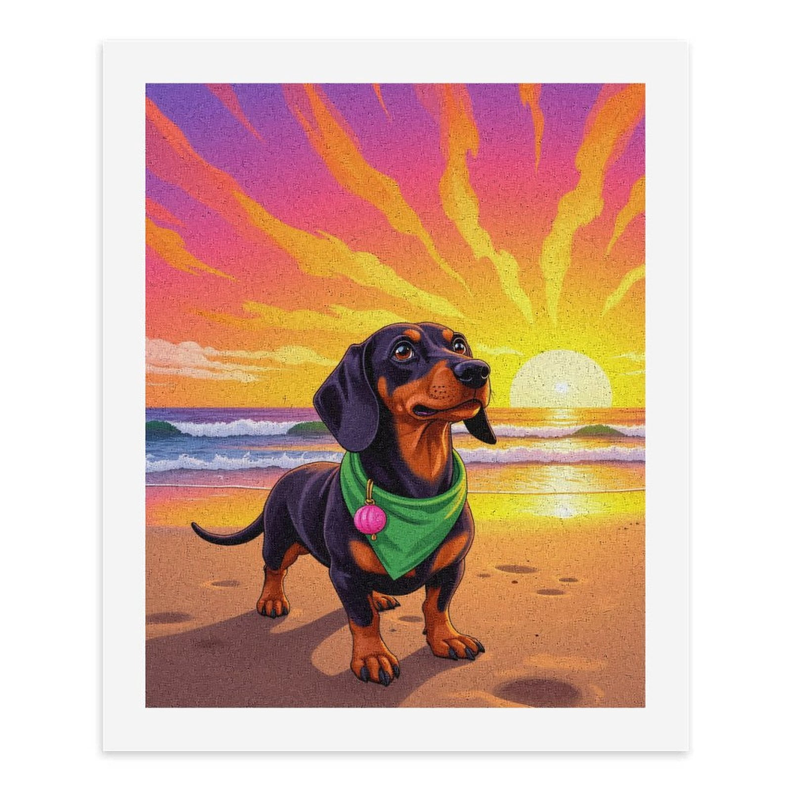 Paint by Numbers Kit for Adults, Dachshund Sunset Beach Scene Paint by Numbers, Easy Paint by Numbers Kit for Adults Beginner, DIY Adult Paint by Number Kits on Canvas, 12x16in Home Decor
