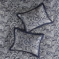 thumbnail image 5 of 12-Piece Queen Comforter Set - Navy Jacquard Paisley with Cotton Sheets, Includes Shams & Bedskirt, 5 of 11