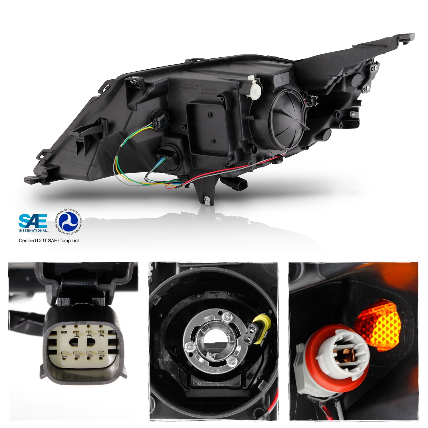 AKKON - Fits 2014 2015 2016 2017 2018 2019 2020 Chevy Impala Sedan [Halogen Type] Projector Black Headlights Pair Left+Right Replacement