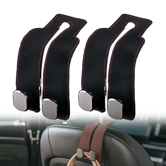 Fauppt Headrest Hooks for Car Car Seat Hooks for Headrest,2026 Hooks for Purses and Bags Cute Car Purse Holder,Twinhook Leather Car Headrest Hangers Seat Back Organizers for Travel