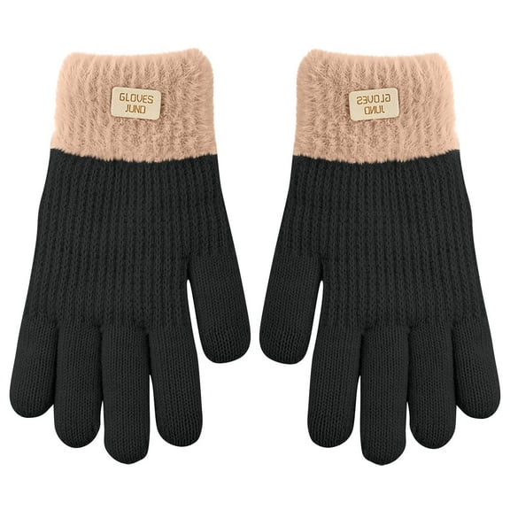 Caywon Women's Autumn Winter Warm Solid Color Gloves Fleece Lined Thick Cold Proof Touchscreen Fashion Cuff Cold Weather Accessories Daily Outdoor Use Cozy Stylish