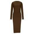 thumbnail image 6 of ZQUUVOU Women's Bodycon Maxi Dress Slim Elegant Long Formal Gown Banquet Party Wedding Guest Cocktail Dresses Coffee, 6 of 7