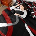 thumbnail image 4 of Feelyou Modern Minimalist Twin Bedding Sets 7pcs, Black Red Gray White Bedding Comforter Set, Geometric Lines Sheet Sets, 4 of 8