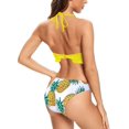 thumbnail image 2 of Halter Impreso Twist Front Bikini Ruffle Trajes de baño de Cintura Baja Amarilla CH Amarilla CH Xishao ropa, 2 of 2