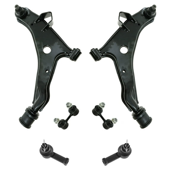 TRQ 6pc Steering Suspension Kit Control Arms w/ Ball Joints Outer Tie Rods Links PSA65076