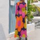 thumbnail image 2 of Vestido largo con flores de neón estilo años 60, vestidos de playa, conjuntos elegantes para mujer, vestido de verano para mujer coreana, 2 of 4