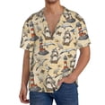 thumbnail image 7 of Lsque Marine Birds And Coastal Lighthouse print Men's Cuban Collar Short Sleeve Shirt Summer Beachwear Casual Button Down Fashionable Vacation Leisure Shirt-4X-Large, 7 of 7