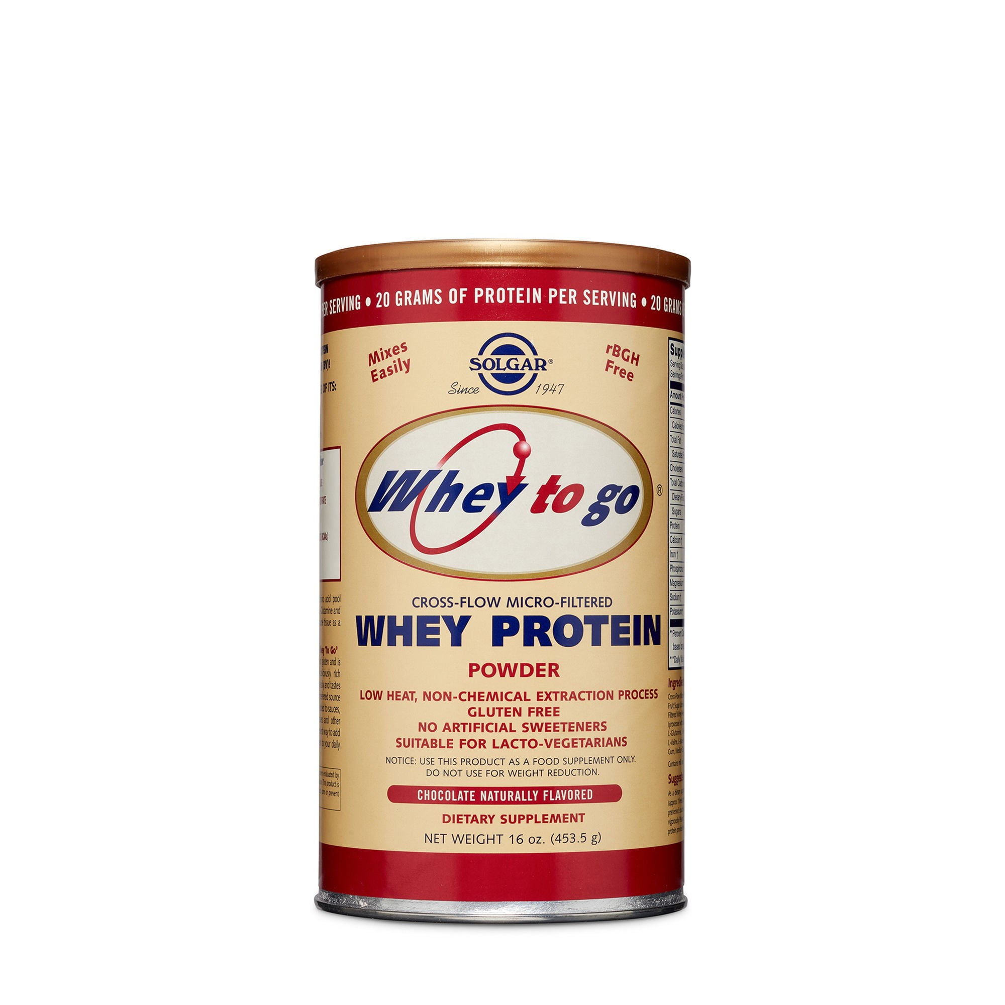 Solgar whey to go whey protein powder natural chocolate 16 oz
