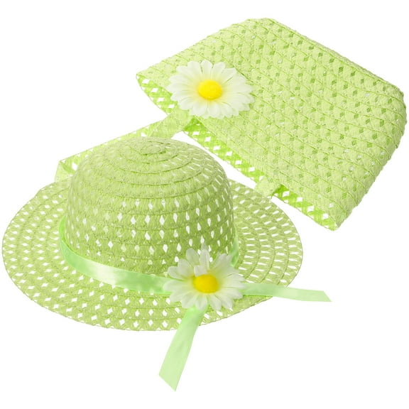 FRCOLOR 1 Set of Little Girls Summer Sunshade Hat Straw Beach Hat Cute