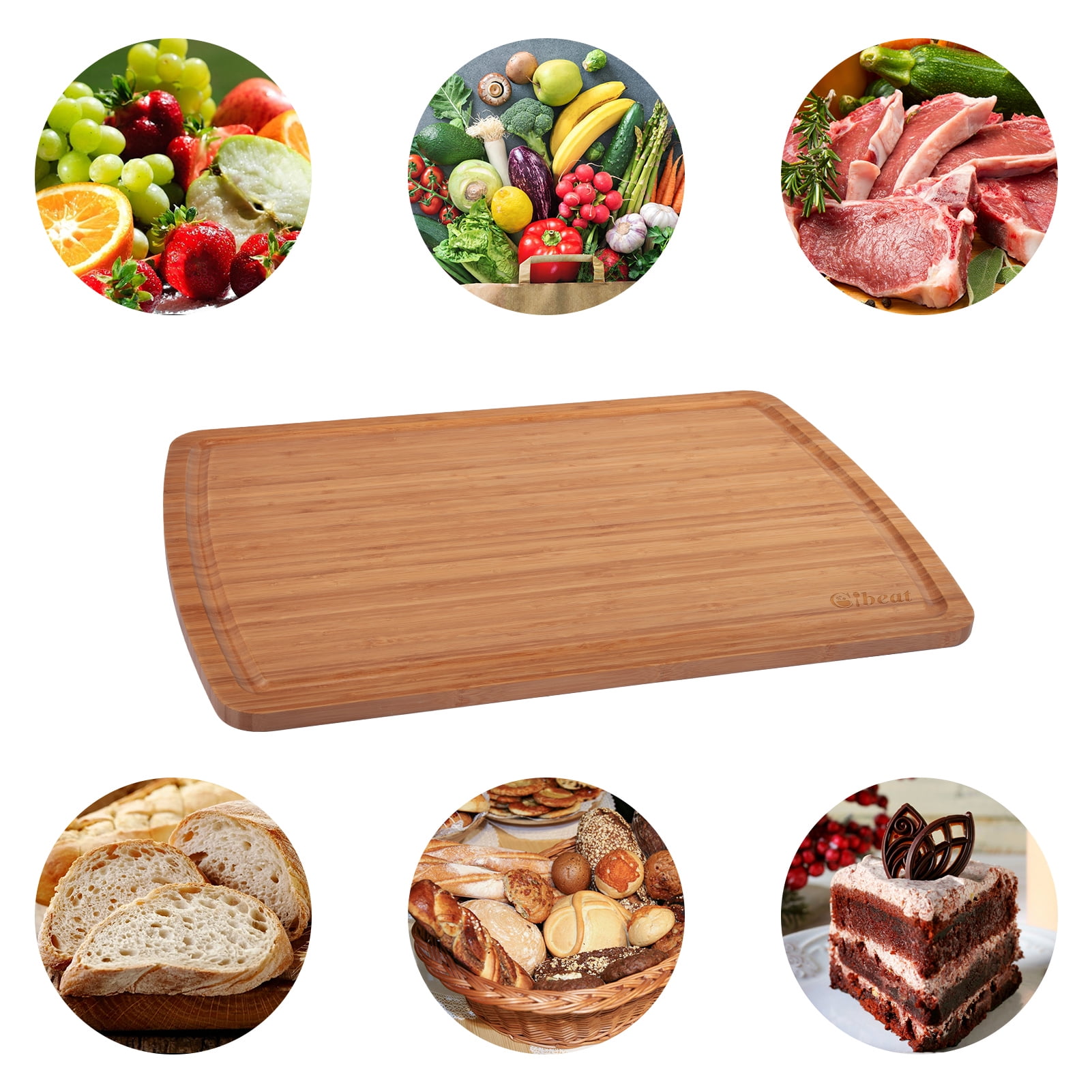 HOBLOC 30 x 20 Extra Large Kitchen Bamboo Cutting Board, Butcher Block Cutting Board with Handles and Juice Slot, Over Sink Cutting Board