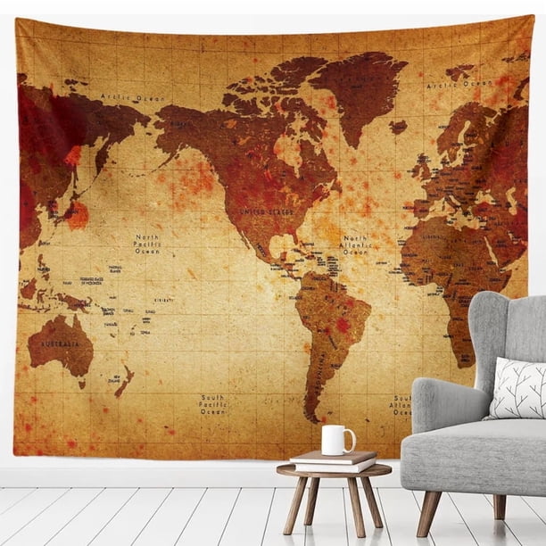 Tapiz para colgar en la pared con mapas del mundo de anime, 200 x 150 cm