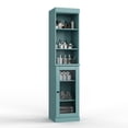 thumbnail image 2 of 100% Solid Wood 16.5" Wide Bathroom Storage Cabinet with Clear Glass Doors and Adjustable Shelves, Aqua Wooden Cabinet, 2 of 5