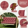 thumbnail image 6 of Snubbull Swing Replacement Cushion, Outside Bench Cushion with Backrest, 2-3 Seater Cushion with 6 Ties for Outdoor Furniture, 60 x 40 x 5 inches Porch Swing Cushion Garden Bench, Fuchsia Red, 6 of 7