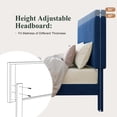 thumbnail image 5 of Amolife Full Size Upholstered Platform Bed Frame with Adjustable Velvet Headboard, Dark Blue, 5 of 10