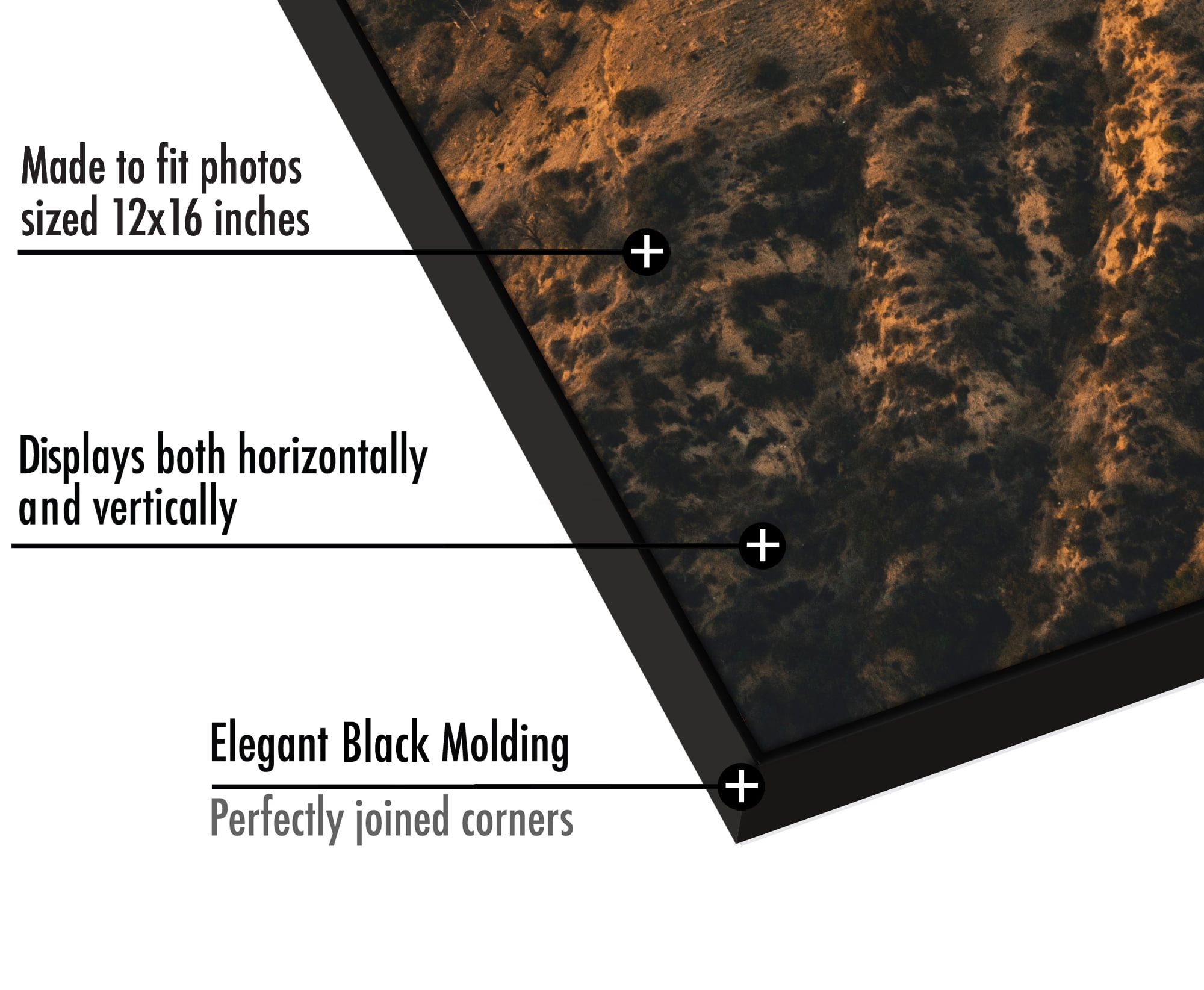 Americanflat Front Loading 12x16 Picture Frames in Black - Set of 3 Thin Frameless Plastic Frames with Shatter-Resistant Glass - Horizontal and Vertical Formats for Wall