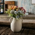 thumbnail image 3 of Off-White Ceramic Vase with 2 Handles, Sandstone Texture for Modern Farmhouse Decor, Rustic Pottery, Decorative Flower Vase, Clay Small Vase, Centerpiece for Dining Table - 7 Inch Tall, 3 of 17