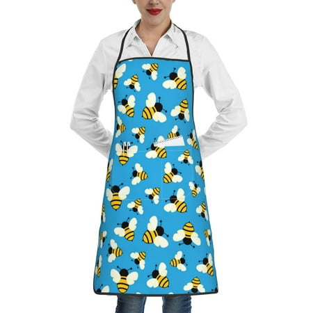 

Lukts Flying Bees Pattern Kitchen Apron Waterdrop Resistant Apron with adjustable Aprons for Women and Men with Pockets Cooking Apron