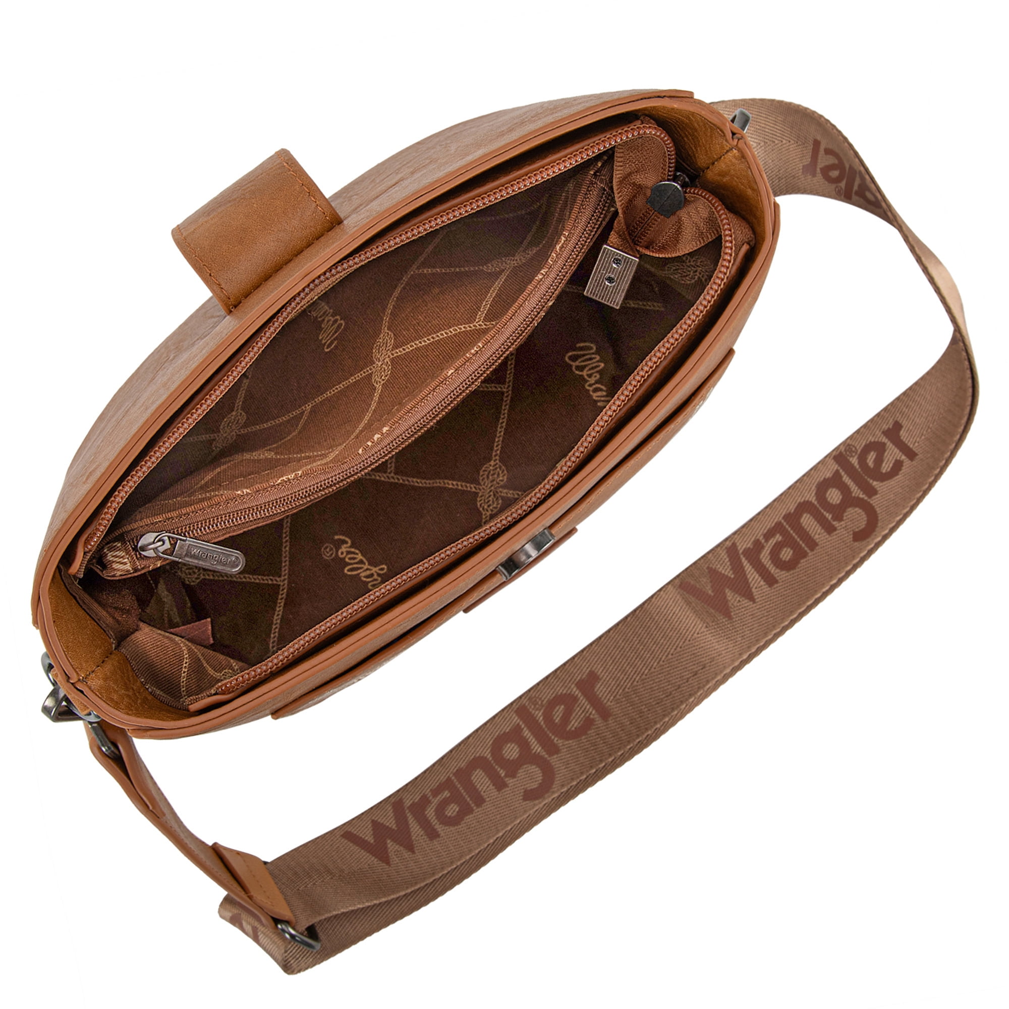 Wrangler Vintage Crossbody Purses for Women Purses and Handbags for Gift 8''H, Light Brown
