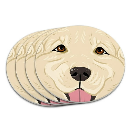 

Golden Retriever Face Light White Pet Dog Coaster Set
