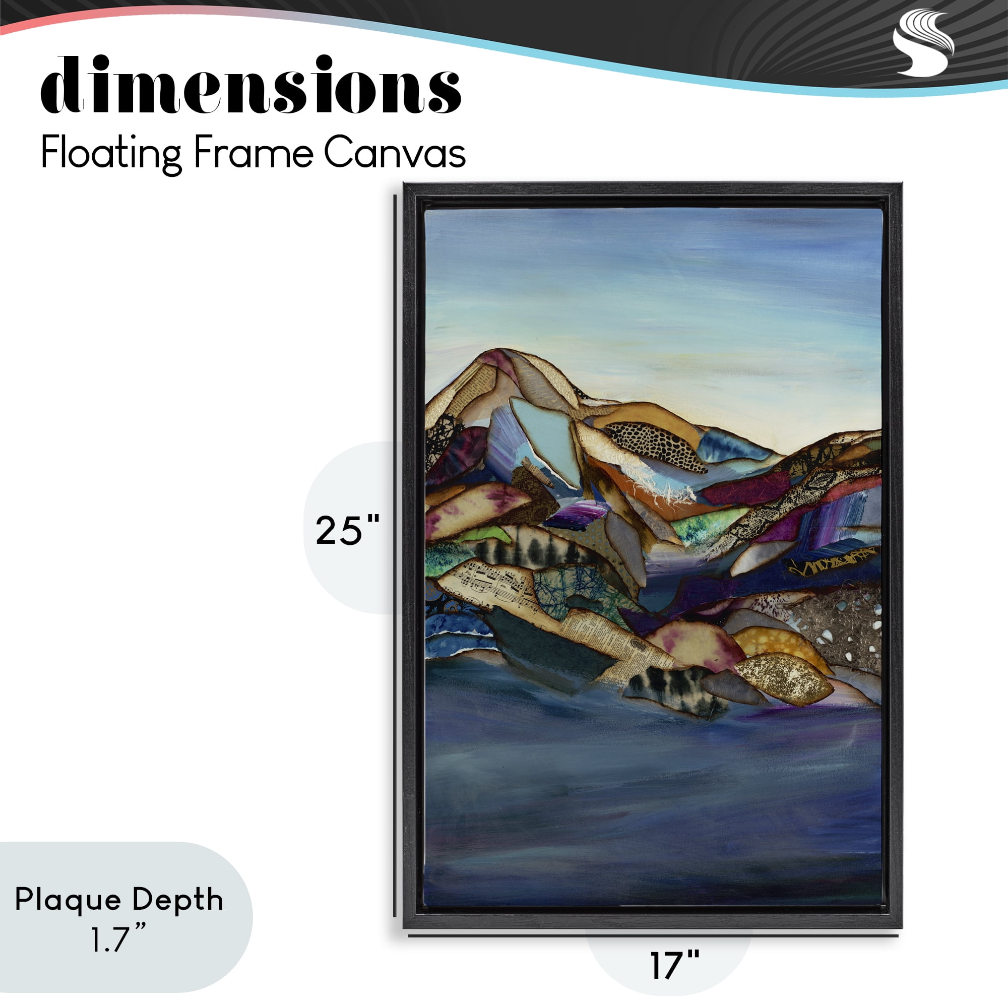 Stupell Industries Patchwork Collaged Mountains Black Framed Floater Canvas Wall Art, design by Van Horne-Borcherding