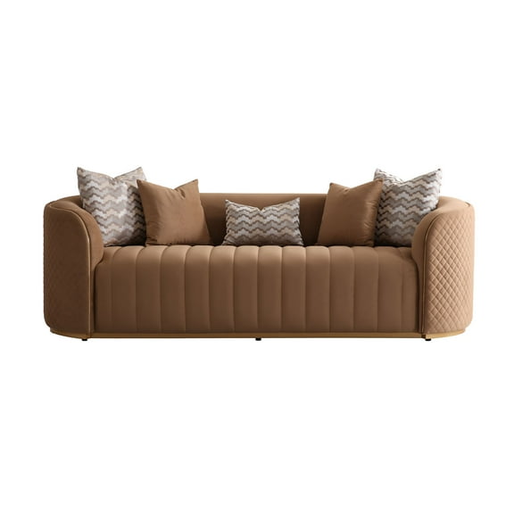 Ariana Velvet Sofa - Caramel/Gold