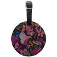 thumbnail image 1 of Haruna Floral Pattern Round Leather Luggage Card Suitcase Carry-On ID Tag, 1 of 8