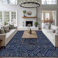thumbnail image 4 of Navy Blue Large Area Rugs for Bedroom Living Room, Soft Non Slip Carpet Bedside Rug, Boho Vintage Ethnic Tribe Abstract Art Rectangular Floor Cover Kitchen Accent Rug 5'x8' for Dining Room/Office, 4 of 9