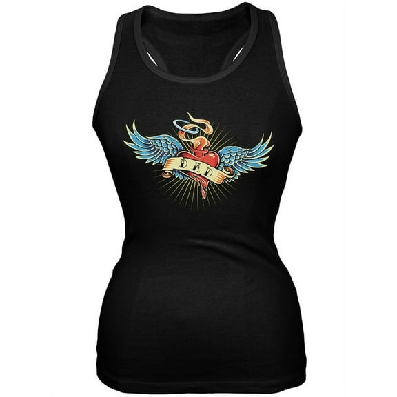Father's Day - Vintage Dad Tattoo Black Juniors Soft Tank Top - Medium