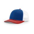 thumbnail image 1 of Gorro R RICHARDSON Trucker Snapback de sarga con la espalda, color azul, blanco y rojo, 1 of 2