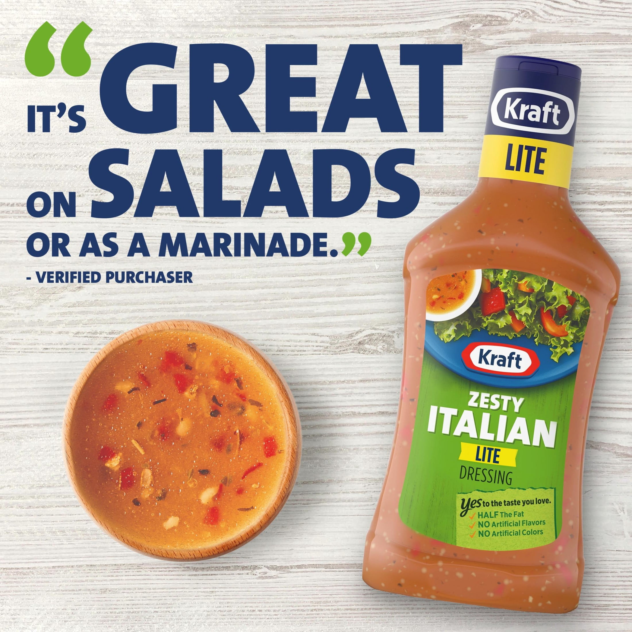 (6 pack) Kraft Zesty Italian Lite Dressing, 16 fl oz Bottle