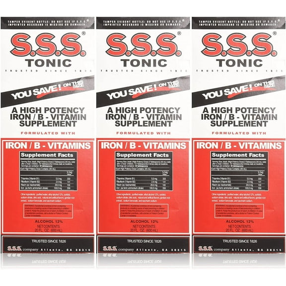 S.S.S. Tonic Liquid a High Potency Iron/ B-Vitamin Supplement, 20 Fl. Oz. (Pack of 3)