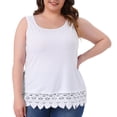 thumbnail image 1 of Blusas de tirantes de talla grande Agnes Orinda para mujeres, con cuello redondo, estilo suelto, encaje y fluido, 1X, blancas, 1 of 6
