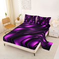thumbnail image 2 of Castle Fairy 3D Metallic Purple Wave Queen Sheets 4 Pieces,Shiny Layered Curved Graphic Queen Sheet Sets,Violet Black,1 Fitted Sheet,1 Flat Sheet and 2 Pillowcases, 2 of 6