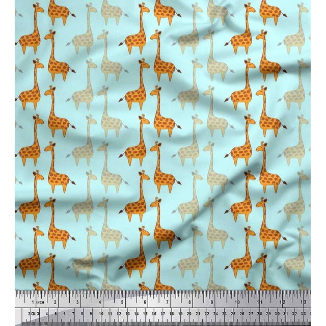 Soimoi Modal Satin Fabric Giraffe Kids Decor Fabric Printed Yard 42 Inch Wide