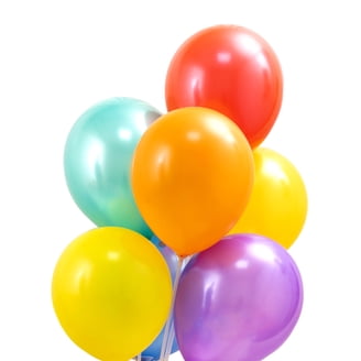 Amscan Hibiscus Fiesta Latex Balloons – 12-inch Tropical Party Decor In Yellow, Pink, Blue & Green | Pack Of 15