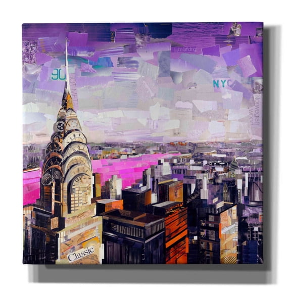 Epic Graffiti 'Chrysler View' by Grey, Giclee Canvas Wall Art, 12"x12"