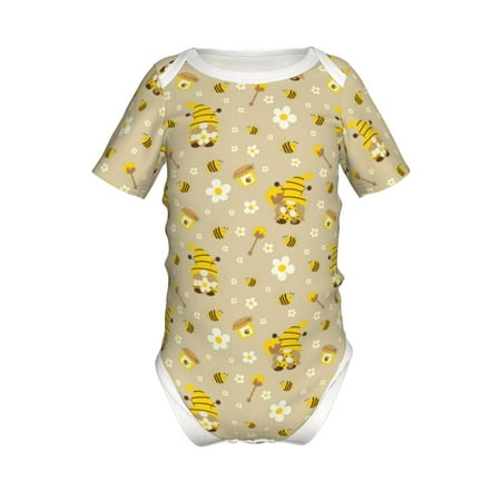 

Lukts Cute Bee Gnomes Print Baby Short Sleeve Romper Onesie for Newborn Baby Boys and Girls-9M
