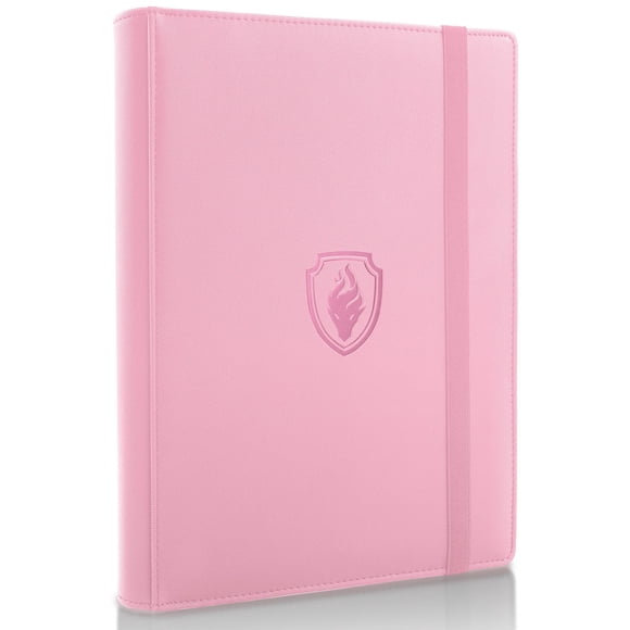 Carpeta de tarjetas coleccionables Fabmaker con 9 bolsillos, funda de poliuretano, color rosa