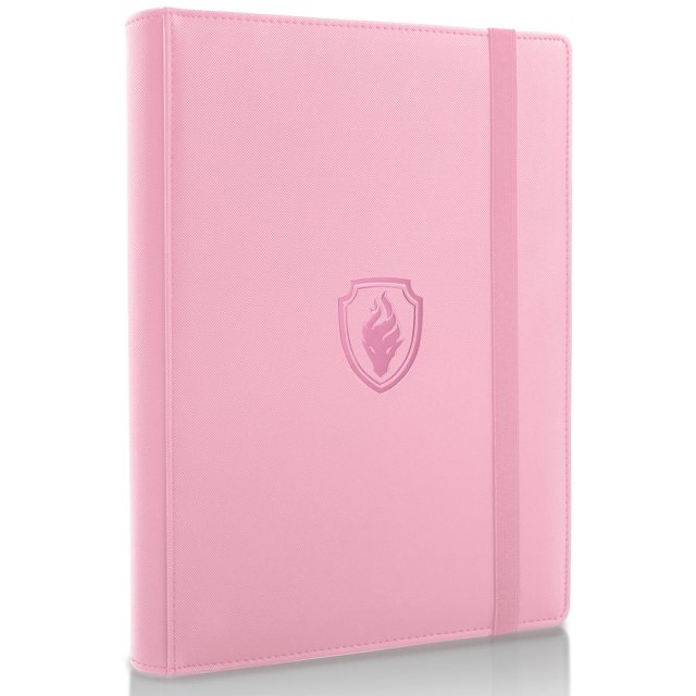 Carpeta de tarjetas coleccionables Fabmaker con 9 bolsillos, funda de poliuretano, color rosa