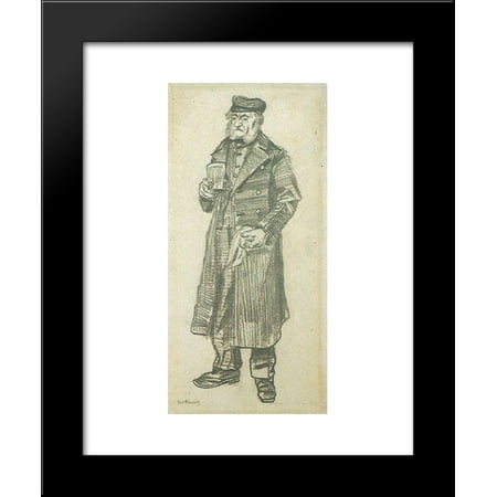 Orphan Man with Long Overcoat, Glass and Handkerchief 20x24 Framed Art Print by Vincent van Gogh