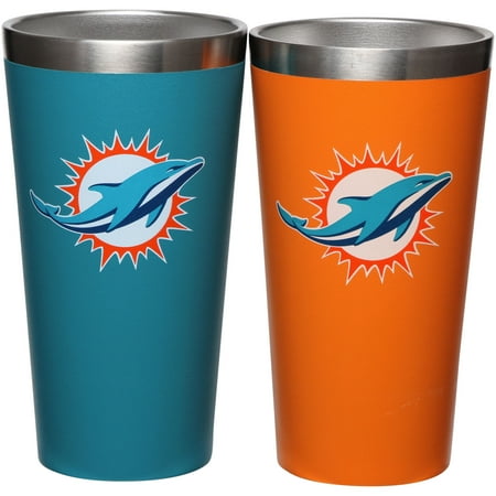 - Miami Dolphins Team Color 2-Pack Stainless Steel Pint Glass - No Size