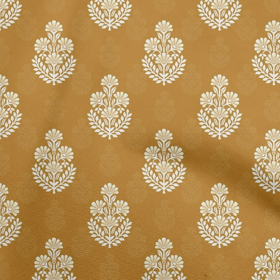 oneOone Viscose Chiffon Gamboge Yellow Fabric Asian Dabu Print Sewing Craft Projects Fabric Prints By Yard 42 Inch Wide