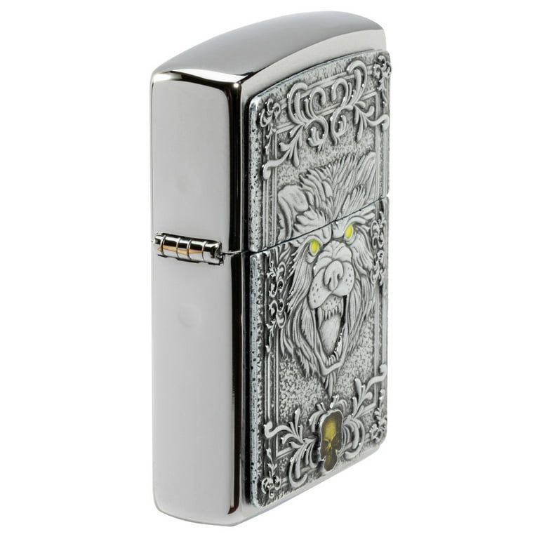 Zippo Classic Wolf Emblem Design, Refillable Brushed Chrome Zippo Classic Wolf Emblem Design, Refillable Brushed Chrome