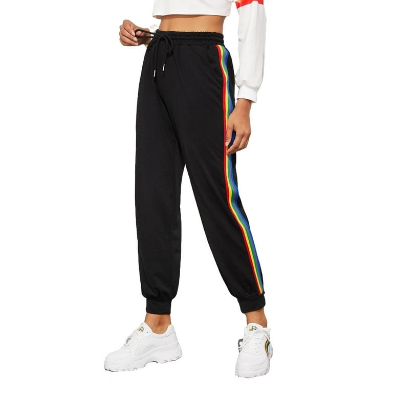 Nike athletic sweatpants sales with rainbow stripe